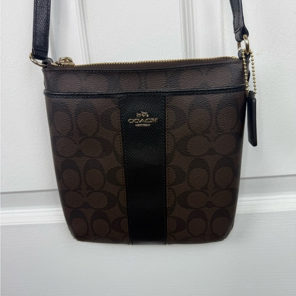 Coach Monogram Brown and Black Crossbody Bag - Picture 1 of 7
